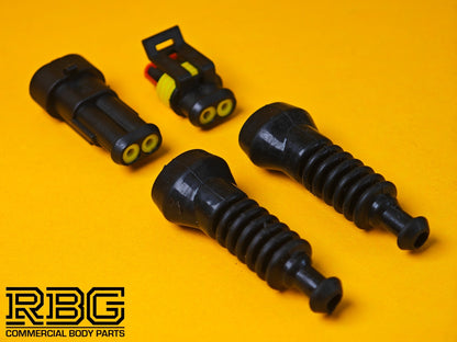 SuperSeal Connector Kit Pair 2 Pin Female/Male With Protective Boots AMP Wiring