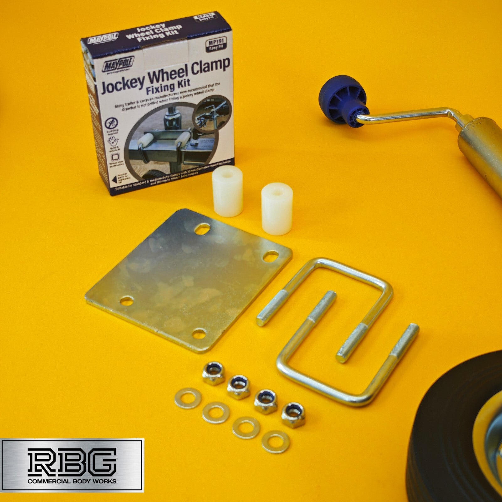 42mm Jockey Wheel + Clamp + Fixing Kit For Trailer / Caravan 100Kg 480-750mm UK