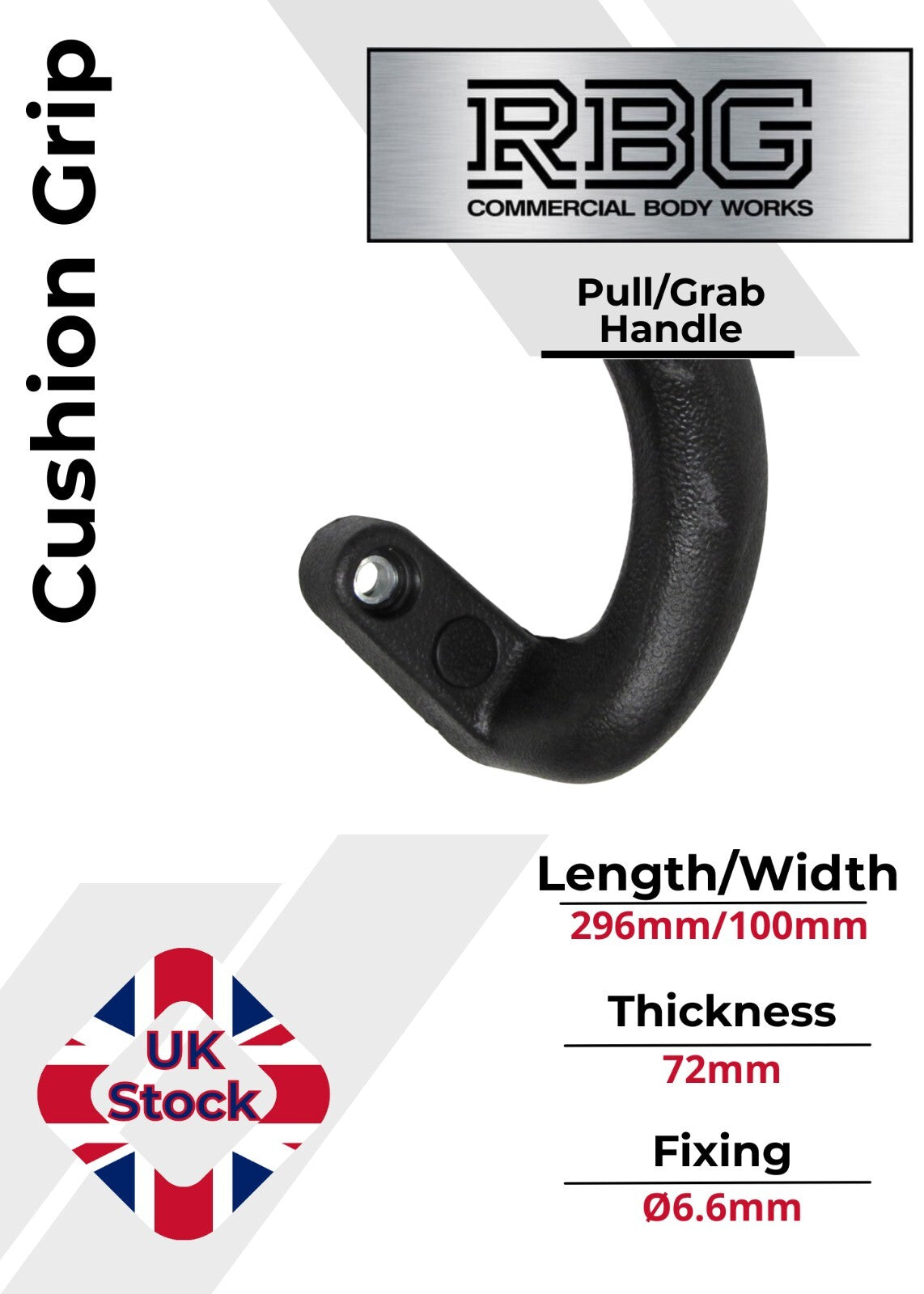 1x Large Steel Core Soft Grip Grab Pull Handle BLACK Trucks Trailers Buses...