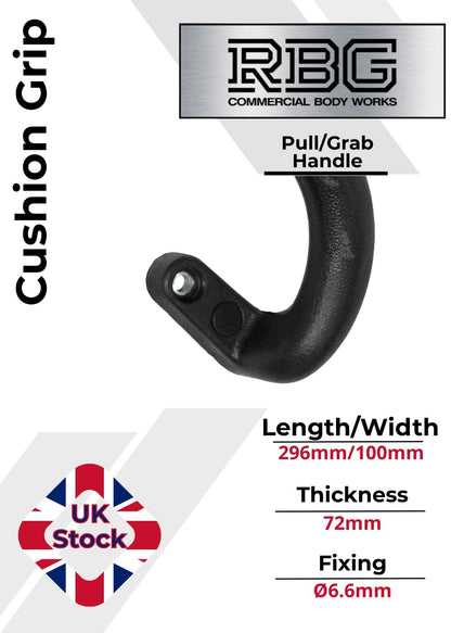 1x Large Steel Core Soft Grip Grab Pull Handle BLACK Trucks Trailers Buses...