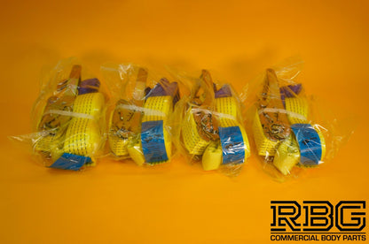 Tie Down Ratchet Strap Hi-Vis Yellow 5Ton Alloy Wheel Large Ratchet Safety 4Pcs