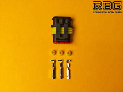 SuperSeal 3 Way Male Plug Kit AMP Electrical Wiring Waterproof IP67 TE Housing