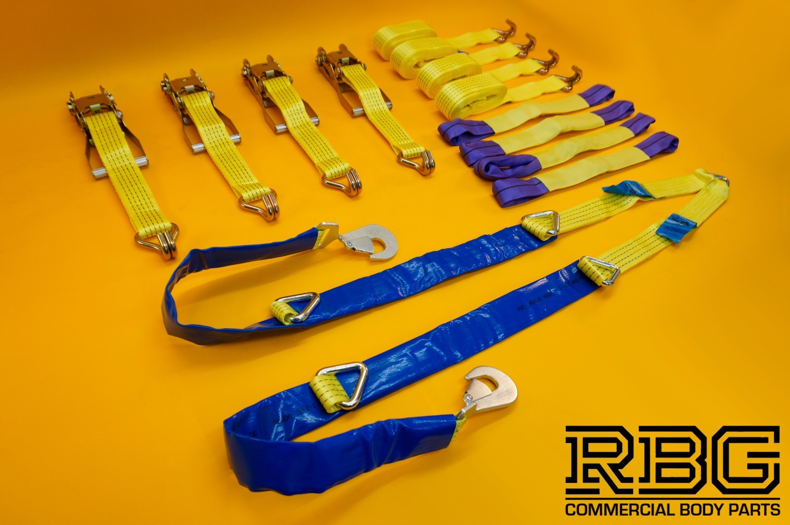 4x Recovery Ratchet Strap 4m x 50mm 5Ton + Winching Assistance Strap 1.5m x 50mm