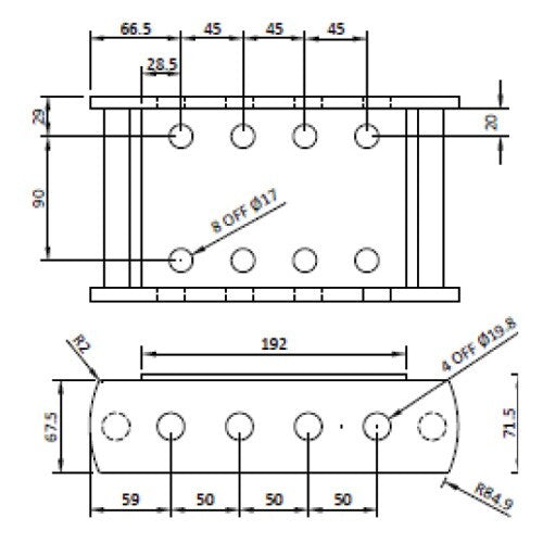 Towbar Slider Drop Plate Height Adjustable Coupling for Flange 3500kg by Maypole