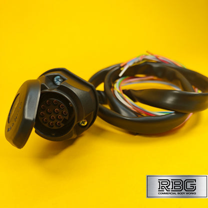 13 Pin Socket Assembly With 1.5m Pre-Wired Sheathed Cable Professional Towing UK