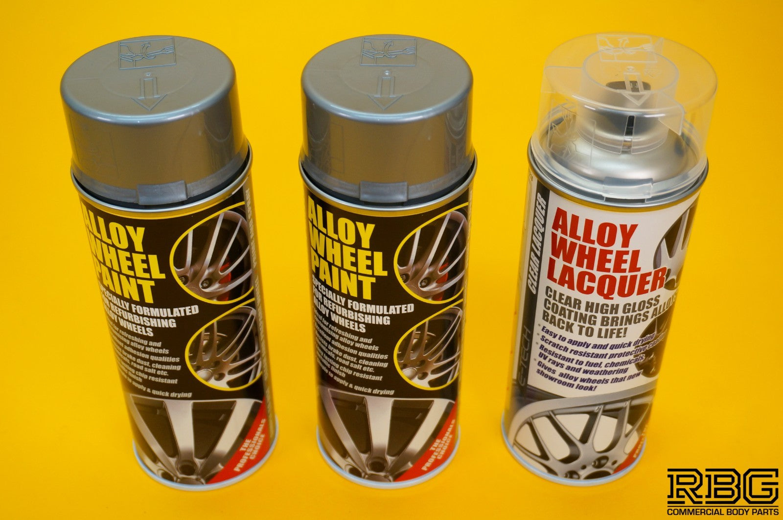 2x Alloy Wheel Paint METALLIC SILVER + 1x Clear Lacquer Spray Refurbishment Kit