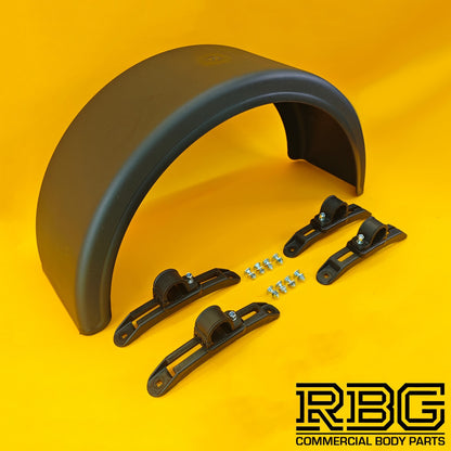Single Wheel Round Mudguard + Brackets with Plastic Clasp 840x270mm Domar Truck