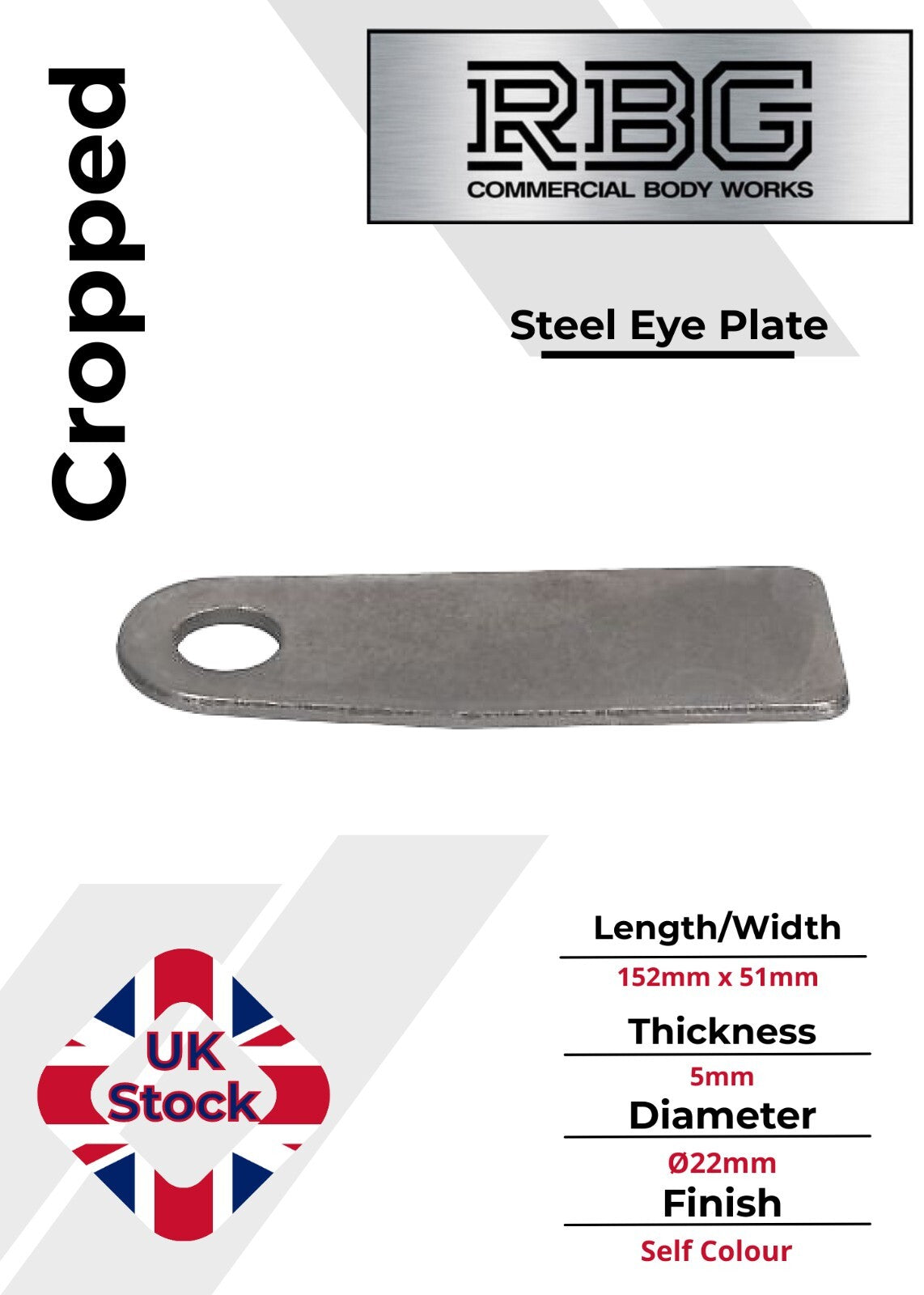 Heavy Duty Tail Gate Fixing Eye Plates Self Colour Weld On For Drop Lock Trailer