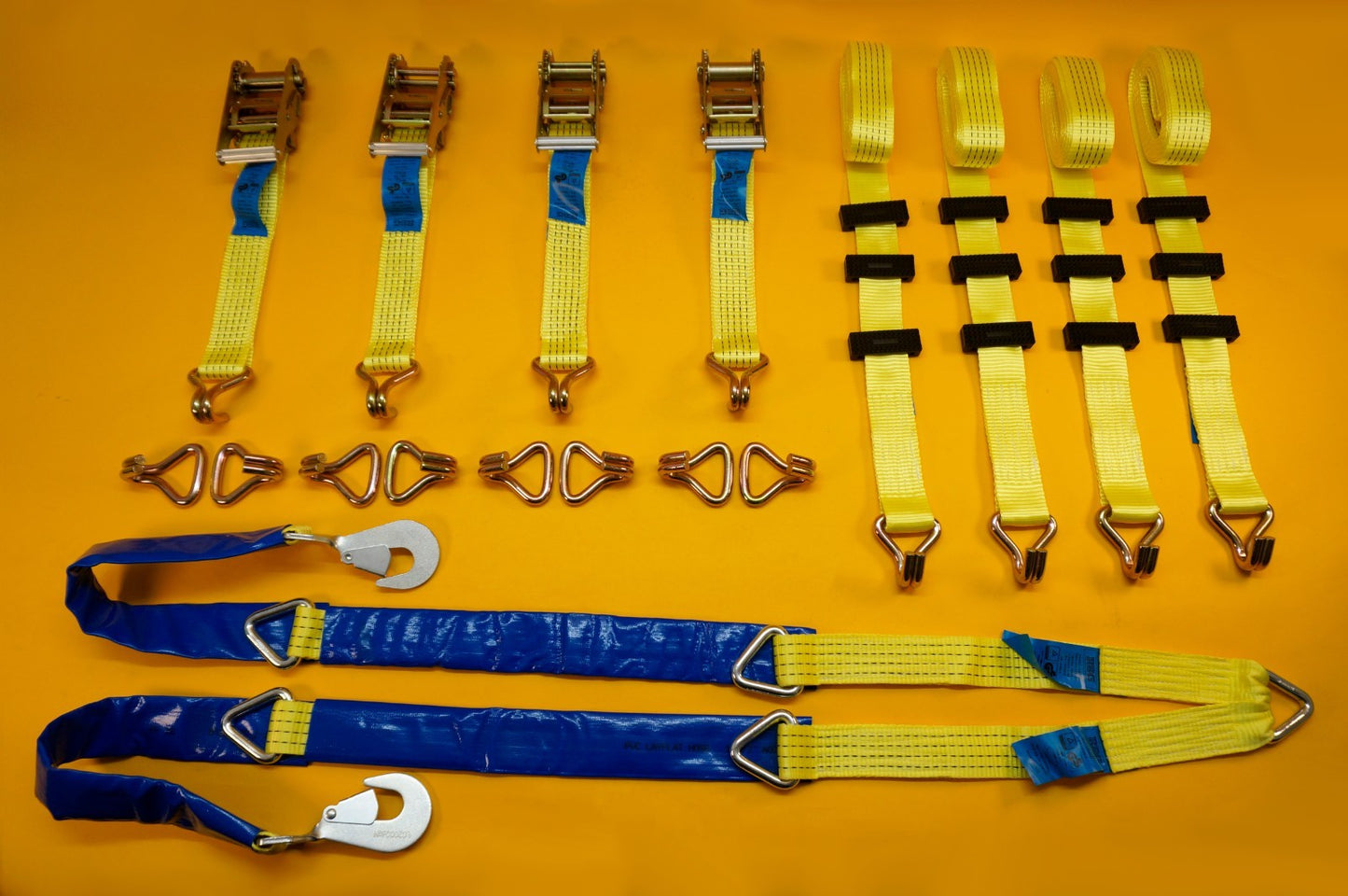 Recovery Ratchet Strap 4Pc SET 4m Over Wheel 5T + Winching Assistance Strap 1.5m