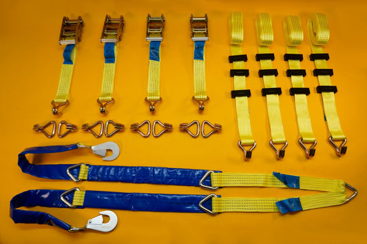 Recovery Ratchet Strap 4Pc SET 4m Over Wheel 5T + Winching Assistance Strap 1.5m