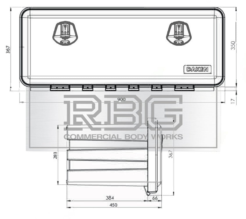 DAKEN Toolbox JUST 900 x 367 x 450 With BRACKETS 4x Truck Storage Box Tool Box