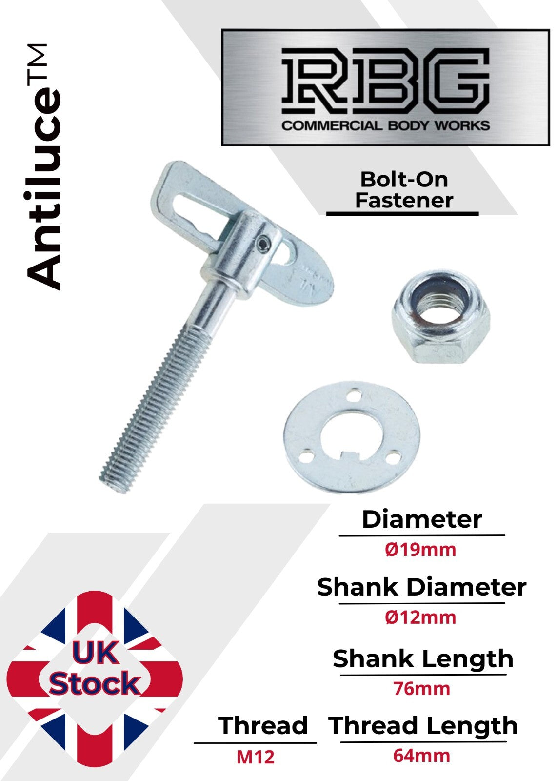 Antiluce™ Fasteners, Z/P Drop Lock Horsebox, Trailer, Pickup Tailgate Anti-Luce