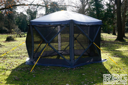 Screen House Gazebo Pop Up 6 Sided Mosquito Netting H230cm, W360cm Large Shelter