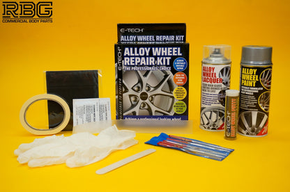 Alloy Wheel Repair Kit SILVER Wheel Spray Paint Refurbishment  + Lacquer E-TECH