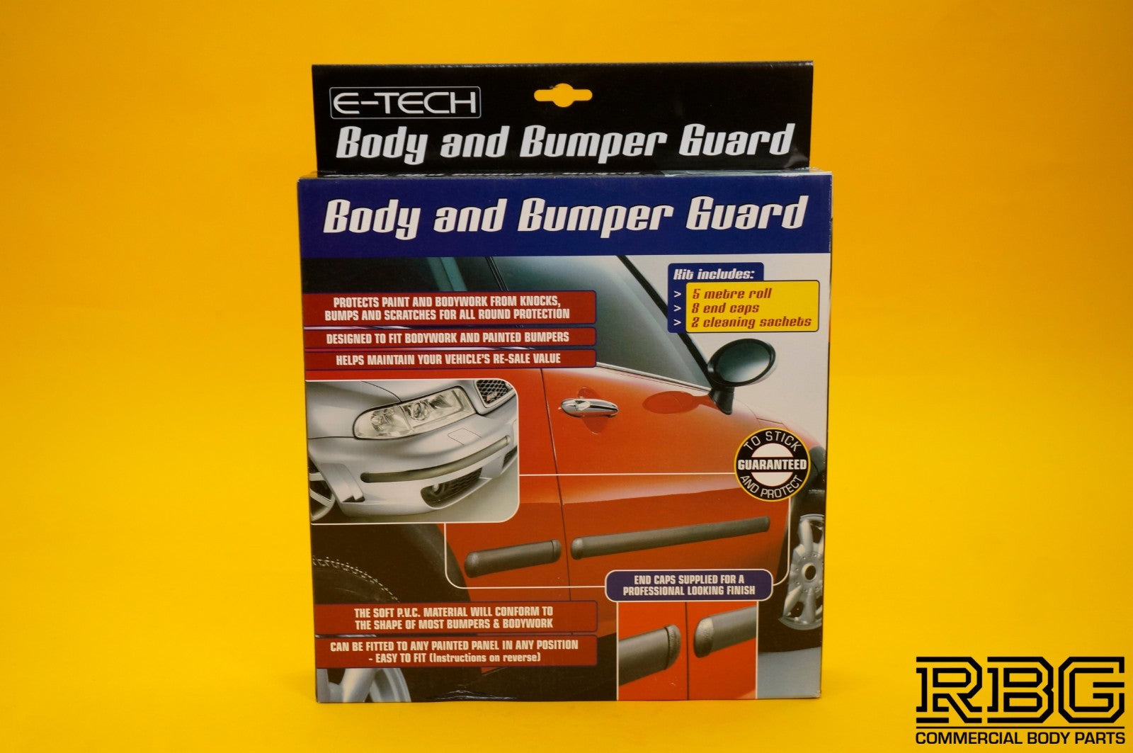 Body and Bumper Guard Kit 5m Black Rubber Moulding Strip + End Caps 47mm E-TECH