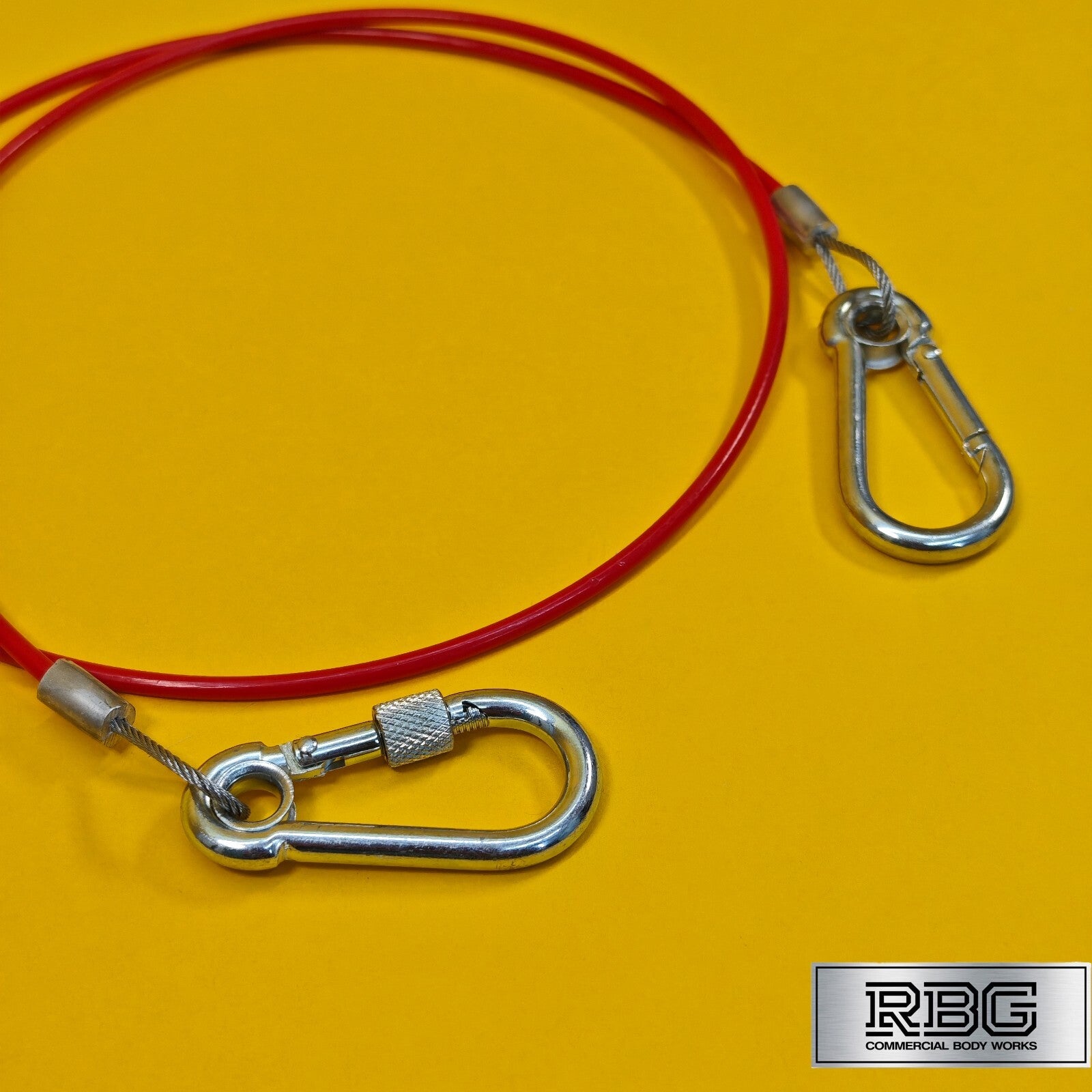 Breakaway Cable Red PVC 1m x 2mm for Trailer Caravan Carabiner Brake Cable UK