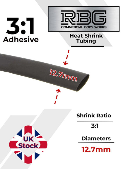 ADHESIVE HEAT SHRINK TUBE 3:1 BLACK HIGH QUALITY SHRINKS: 1M,5M,10M,20M,50M,100M