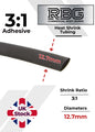 ADHESIVE HEAT SHRINK TUBE 3:1 BLACK HIGH QUALITY SHRINKS: 1M,5M,10M,20M,50M,100M