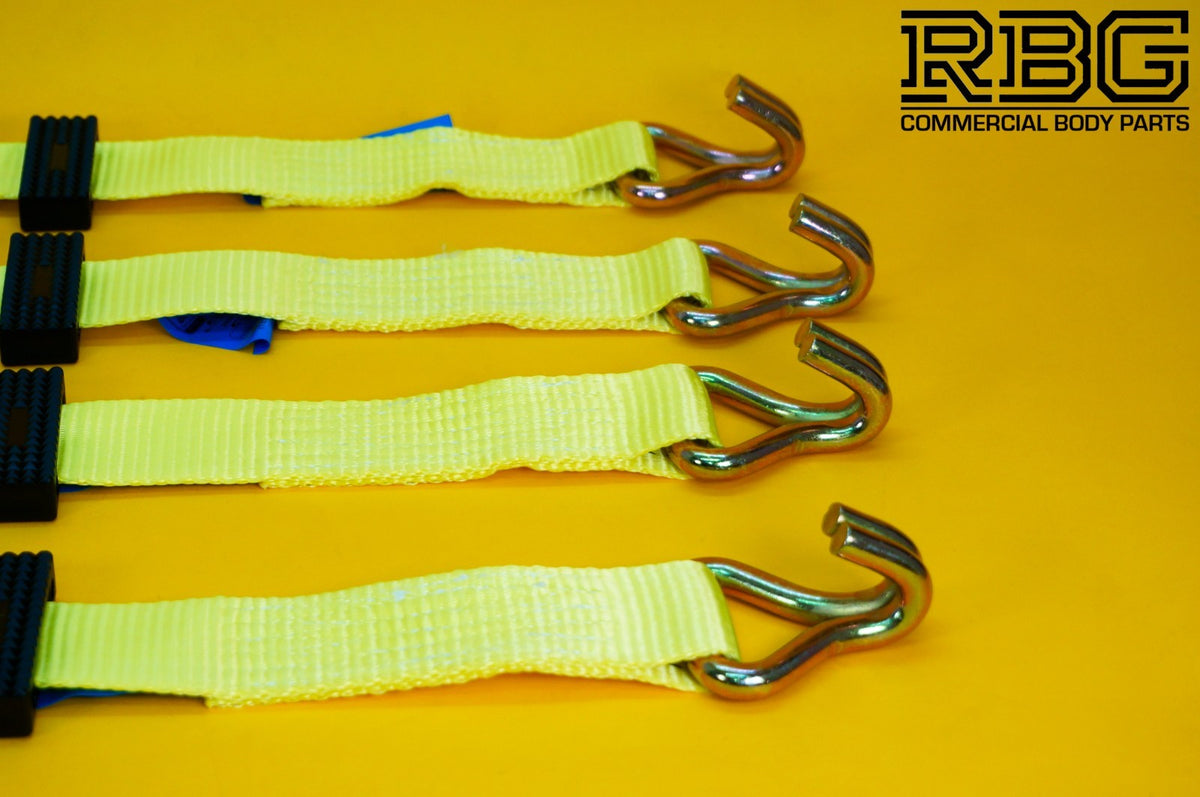 4x Tie Down Ratchet Strap 5T 4mx50mm Over Wheel + Axle Recovery Strap 1mx50mm