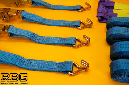 Ratchet Tie Down Strap 4x + Winching Assistance Strap 1.5m + Axle Recovery Strap