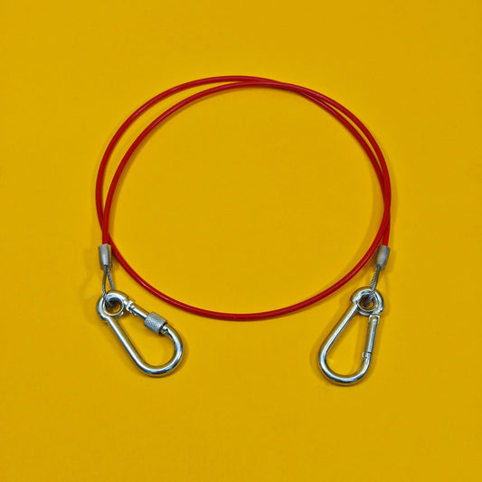 Breakaway Cable Red PVC 1m x 2mm for Trailer Caravan Carabiner Brake Cable UK