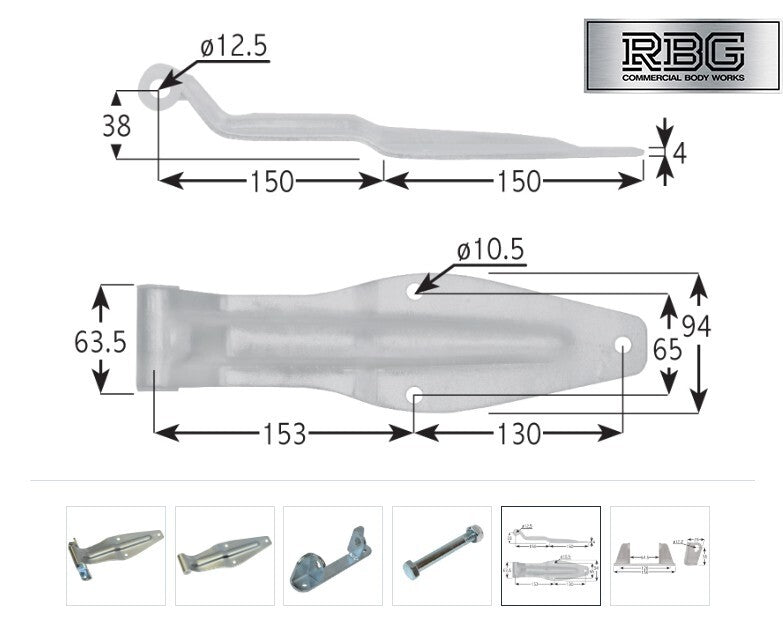 Rear Barn Door Hinge Set Tailboard Bracket Blade Nut & Bolt for Truck Trailer ZP