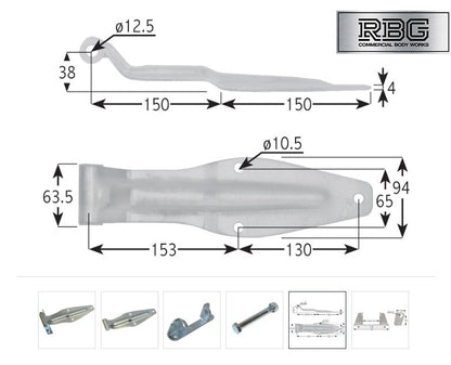 Rear Barn Door Hinge Set Tailboard Bracket Blade Nut & Bolt for Truck Trailer ZP