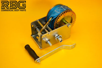 Manual Hand Winch 2000lb + Strap 10m & Hook Trailer Caravan Boat Winch Marine