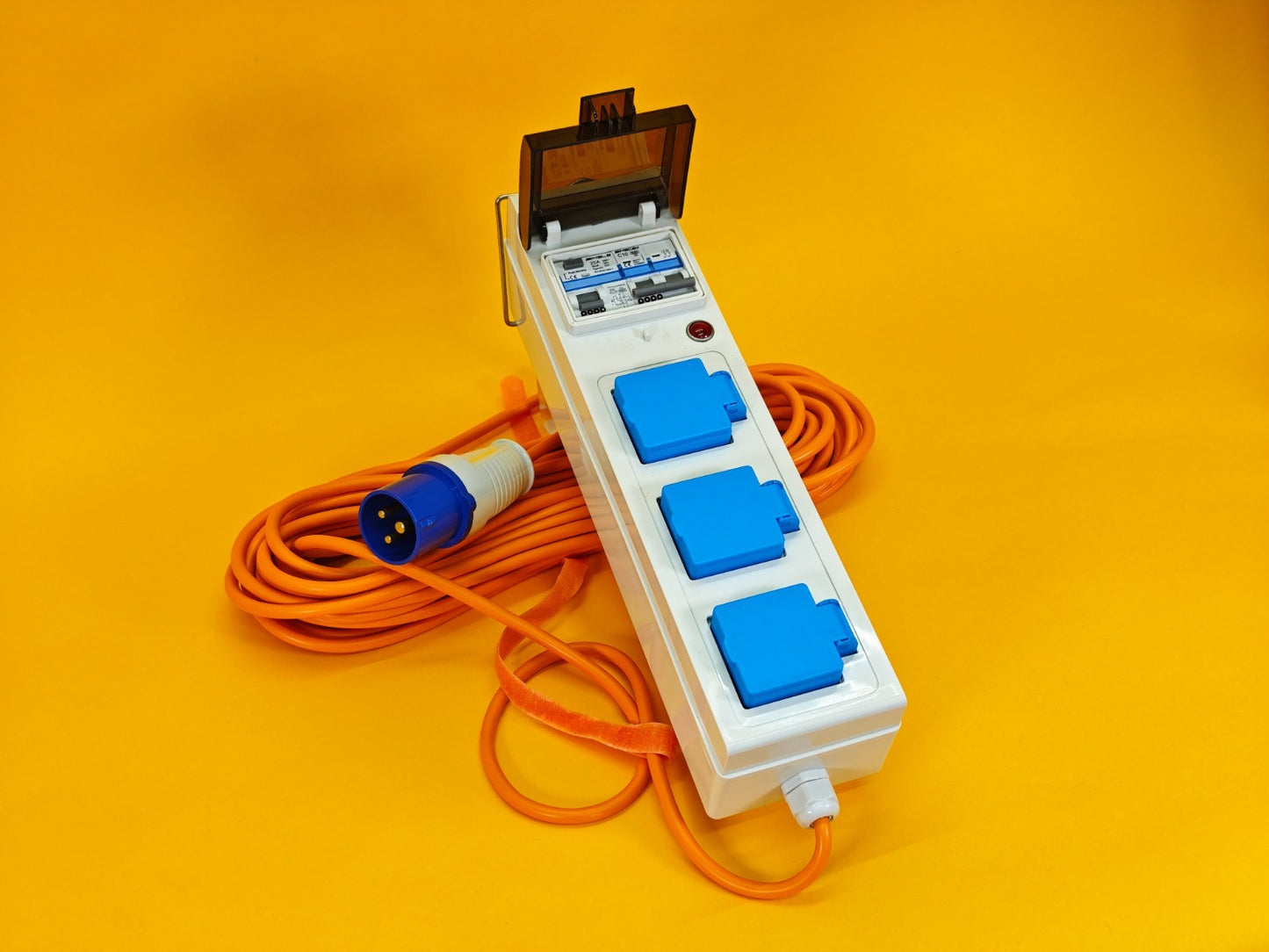 Mobile Mains Power Unit 3 Way 230V 10A RCD Protected Hook Up Caravan Motorhome