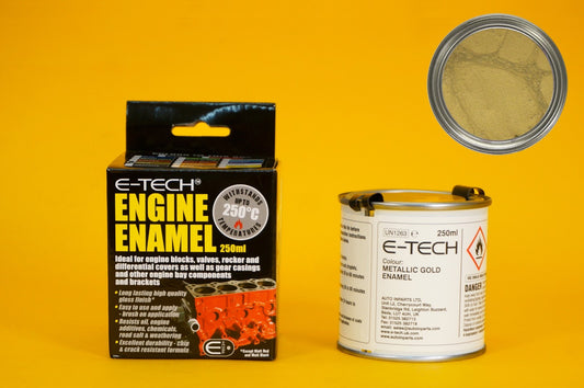 Engine Enamel GOLD Paint Gloss E-TECH 250ml Heat Resistant for Car Motorbike