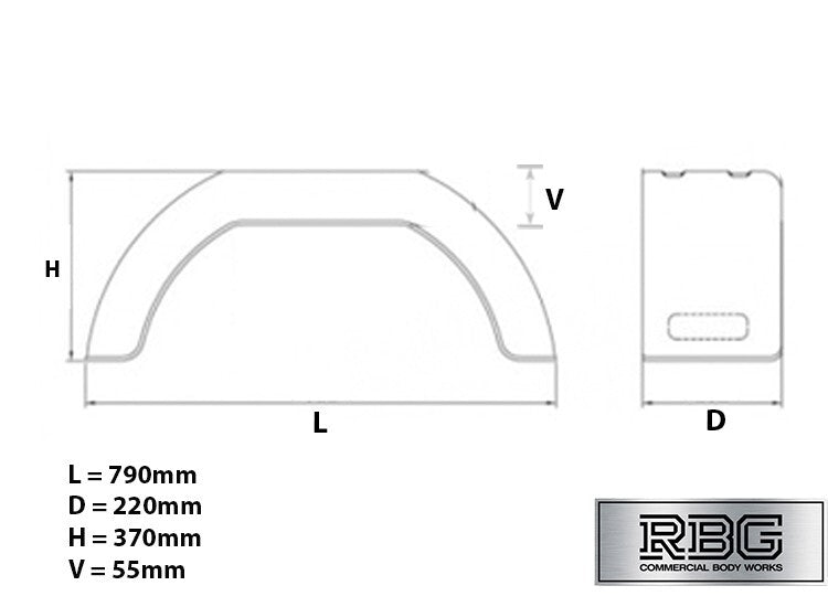 14 Inch Plastic Mudguard Single 790mm x 220mm for Trailer 14″ Wheel Domar Deluxe
