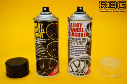 Alloy Wheel Paint MOTORSPORT BLACK + Clear Lacquer Spray Refurbishment Kit Car