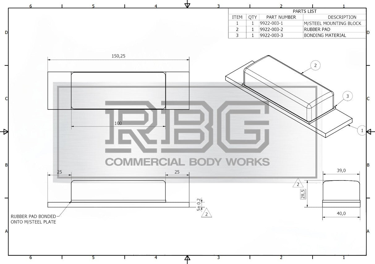 Rubber Tipper Block Pad 1x Mild Steel Weld on Landing Buffer Trailer 150mm HGV