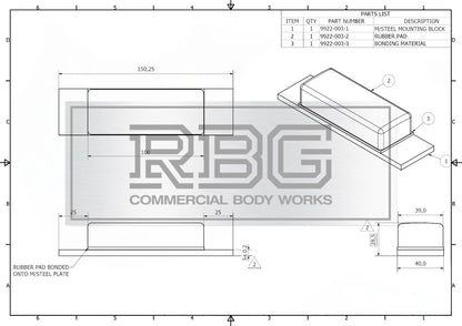 Rubber Tipper Block Pad 1x Mild Steel Weld on Landing Buffer Trailer 150mm HGV