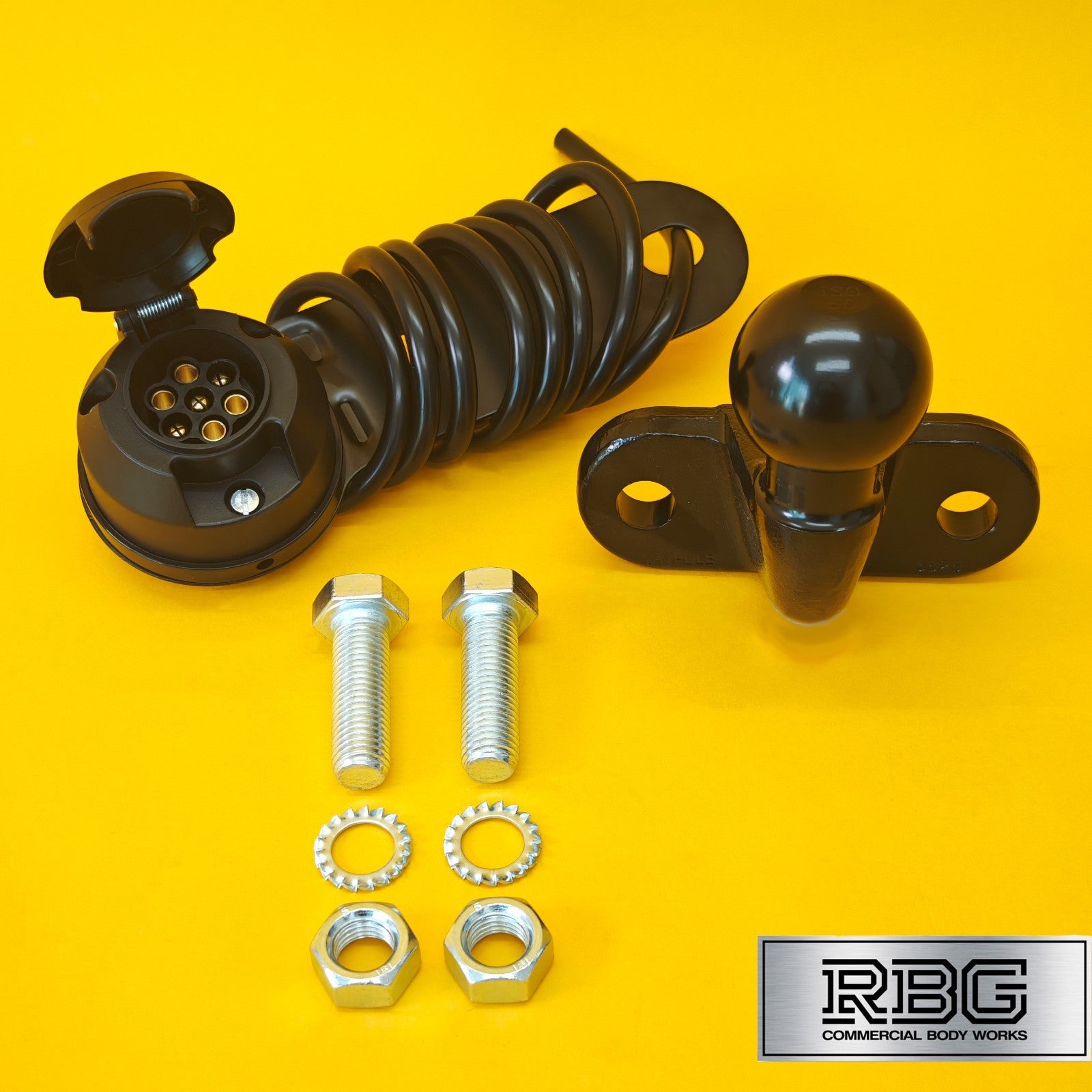 Tow Ball + Socket Assembly 12N 7 Pin 50mm Tow Hitch Black Heavy Duty Caravan UK