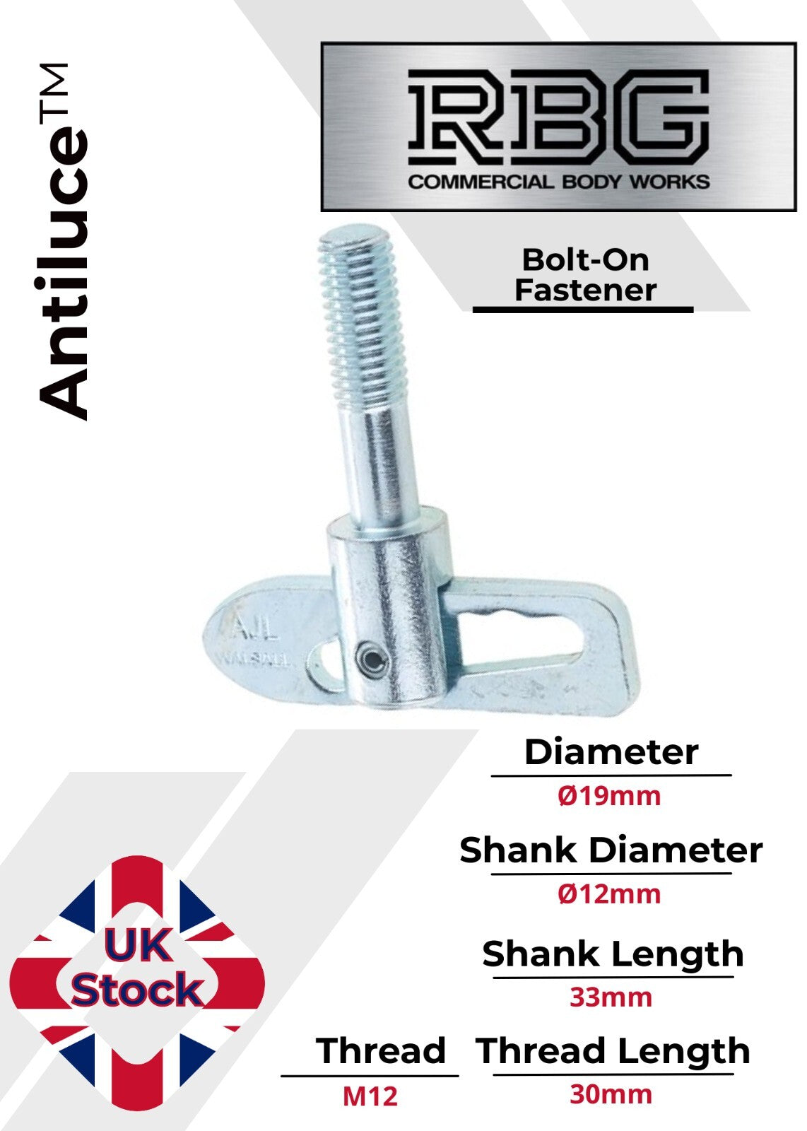 Antiluce™ Fasteners, Z/P Drop Lock Horsebox, Trailer, Pickup Tailgate Anti-Luce