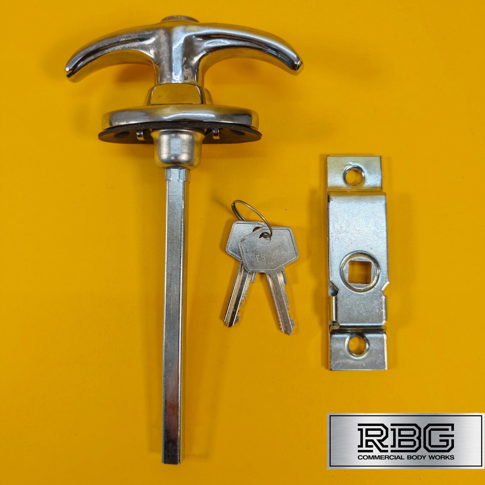 Chrome T Handle & Budget Lock Set Lever Latch for Trailer Horsebox Caravan UK
