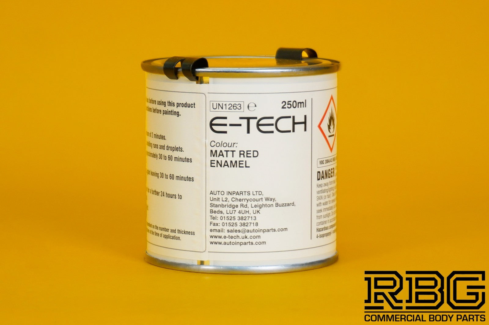 Engine Enamel Paint MATT RED E-TECH 250ml Heat Resistant for Car Motorbike