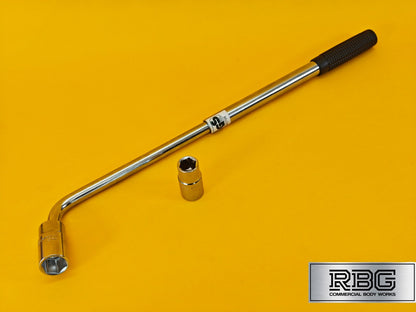 Extendable Wheel Nut Wrench 2 Reversible Sockets 17mm 19mm 21mm 23mm Power Bar