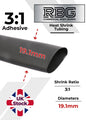 ADHESIVE HEAT SHRINK TUBE 3:1 BLACK HIGH QUALITY SHRINKS: 1M,5M,10M,20M,50M,100M