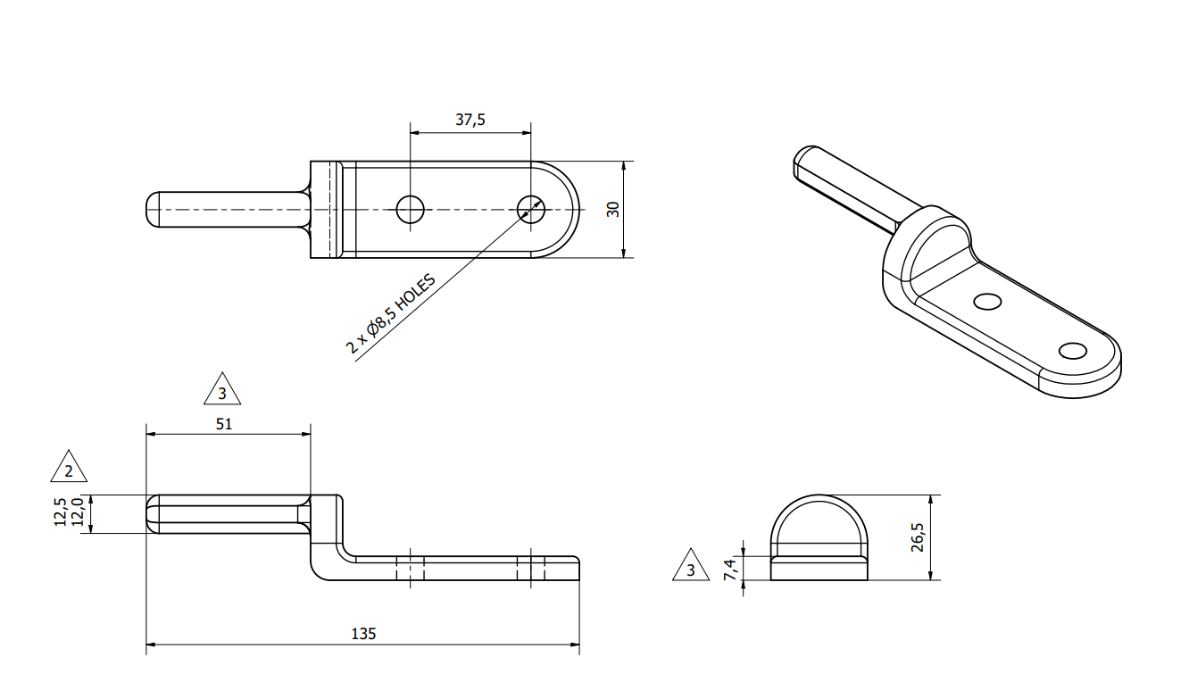 Gudgeon Pin & Spade Hinge SET Bolt-on Trailer Truck Dropside Pickup Tailgate