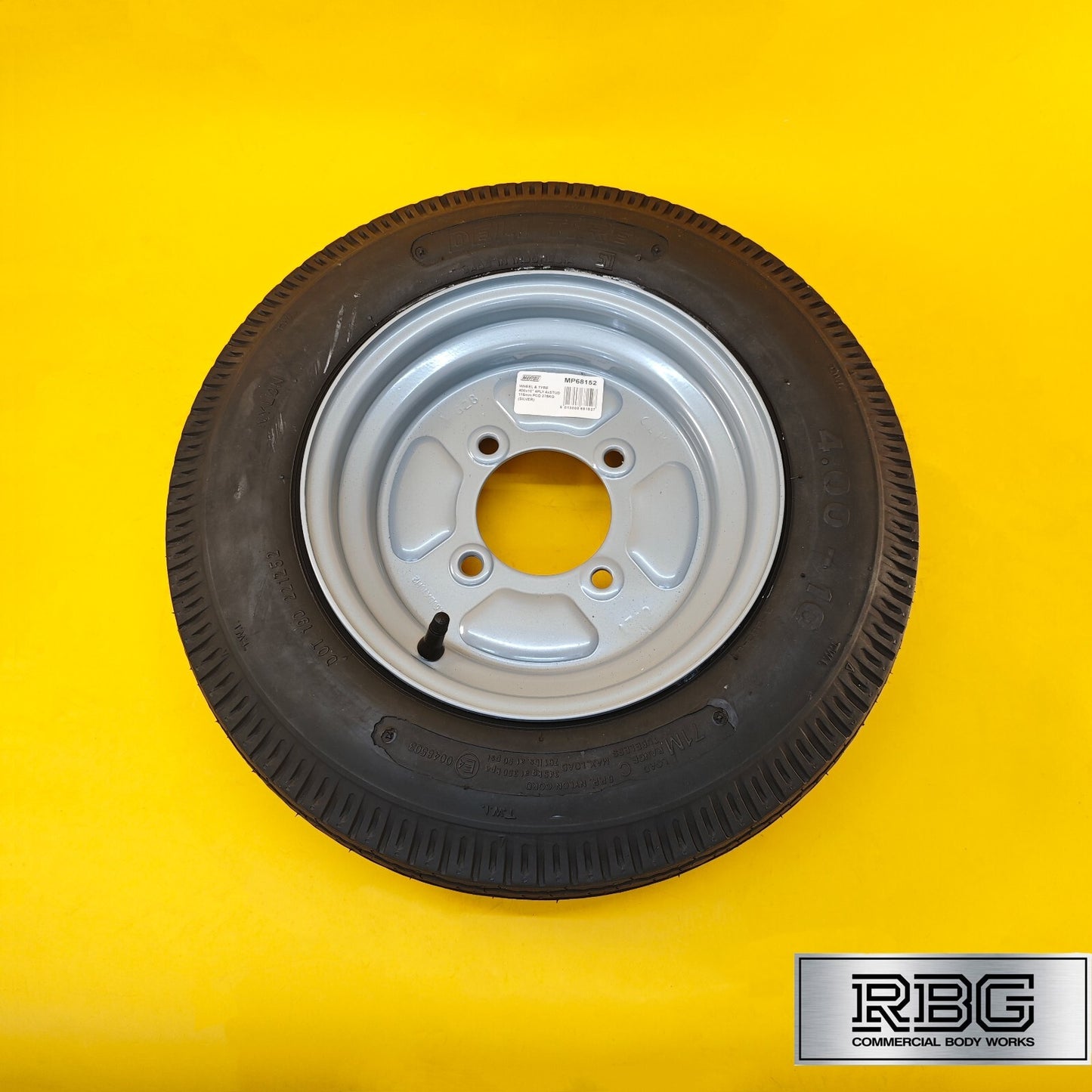 Spare Wheel & Tyre 400x10 for MP6815 Trailer 115mm PCD Silver 10″ Diameter UK