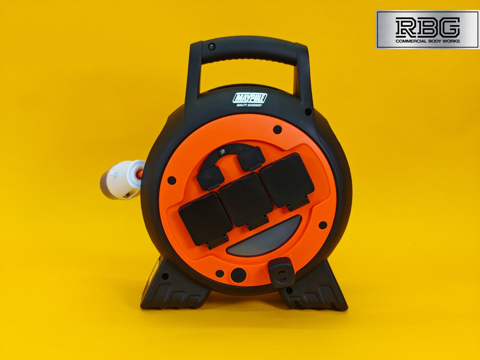 15m Roller Mobile Mains Power Unit 3 Way with LED Light Twin USB RCD Protected