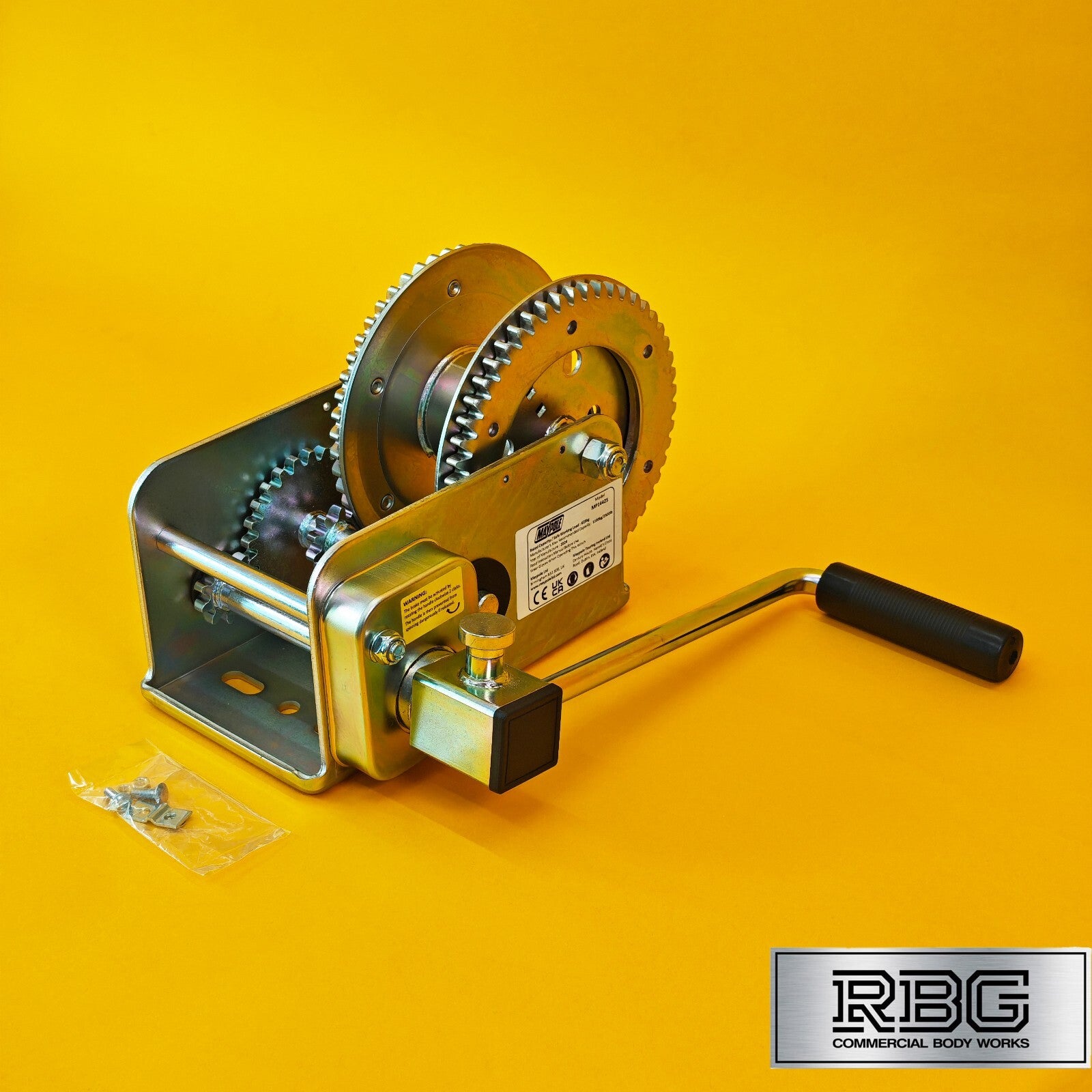 2500Lb Professional Hand Winch 1100Kg Safety Clutch Brake Red-Rust Resistant UK