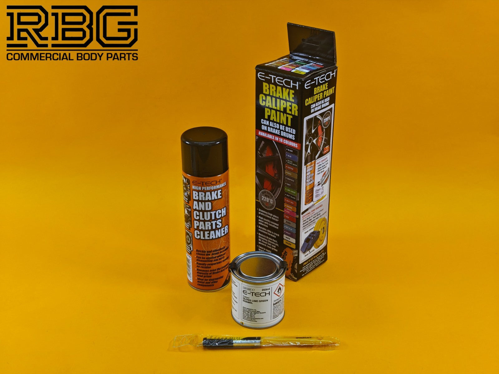 Brake Caliper Paint Kit LIME GREEN Paint + Cleaner + Brush E-TECH For Vehicle