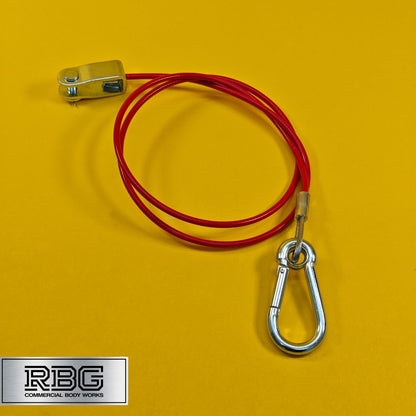 Breakaway Cable Red PVC 1m x 3mm With Carabiner & Clevis for Trailer Caravan UK