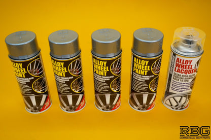 4x Alloy Wheel Paint METALLIC SILVER + 1x Clear Lacquer Spray Refurbishment Kit