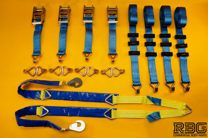 Recovery Ratchet Strap 4Pc SET 4m Over Wheel 50mm + Winching Assistance Strap