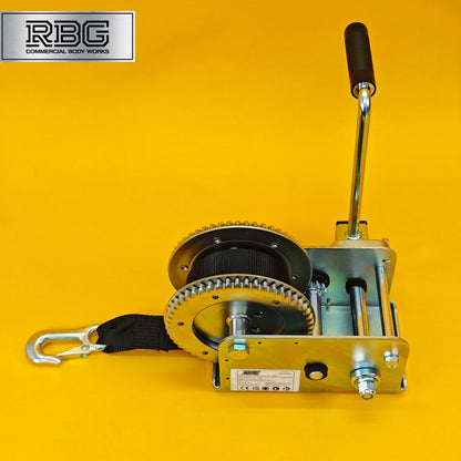 2500Lb Hand Winch + Strap & Hook 1100Kg Professional Clutch Brake Heavy Duty 7M