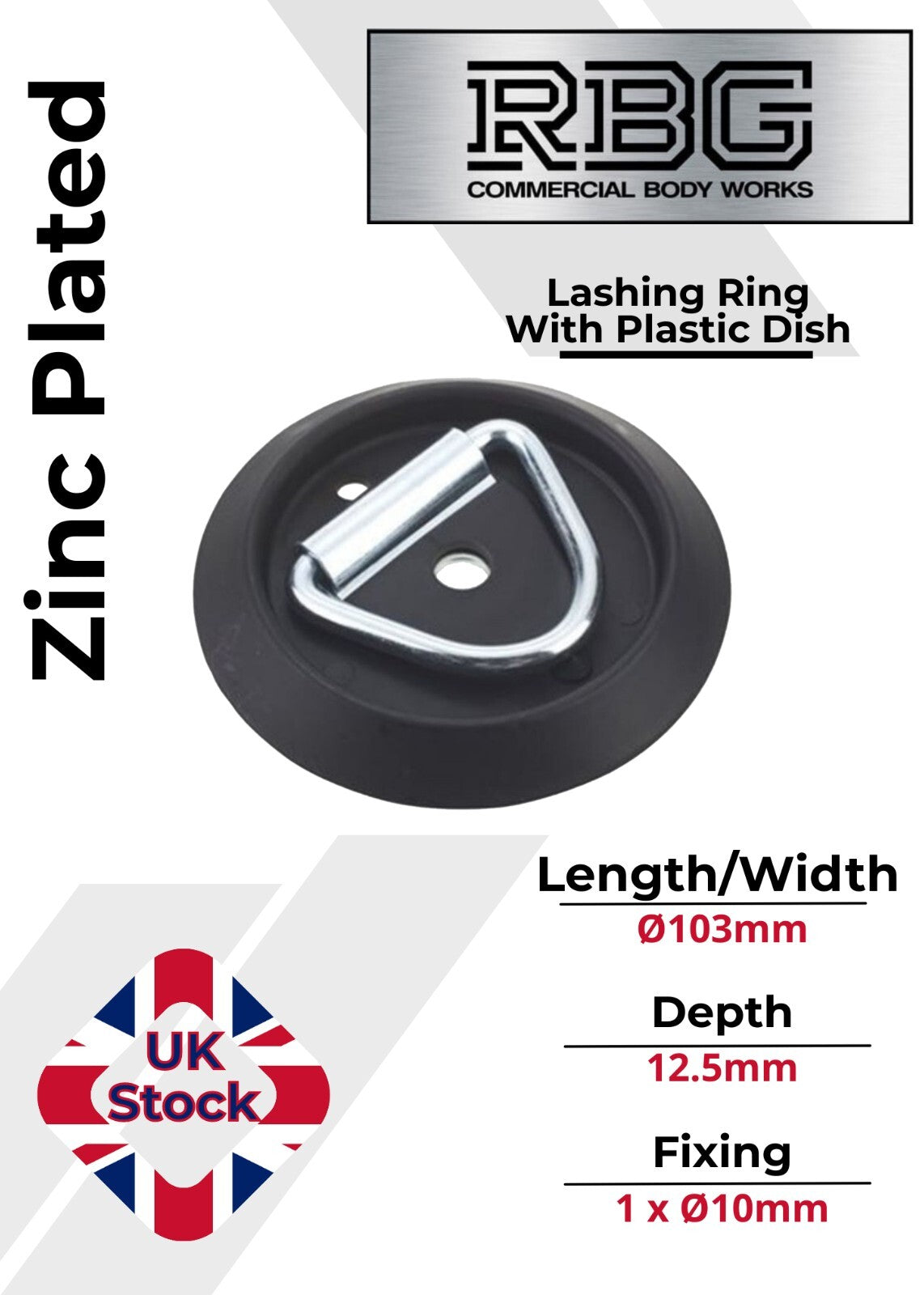 1x Tie Down Lashing Ring & Base Dish, Zinc Plated  Trucks Trailers Horsebox